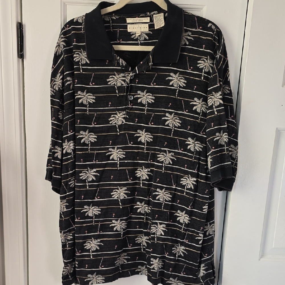 Siegfried Men's Black Palm Tree Polo Shirt